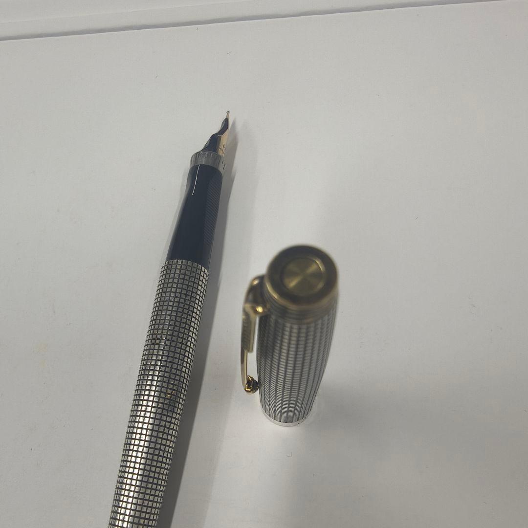 Parker ペン先14Kゴールド　チェック柄 万年筆 スターリングシルバー