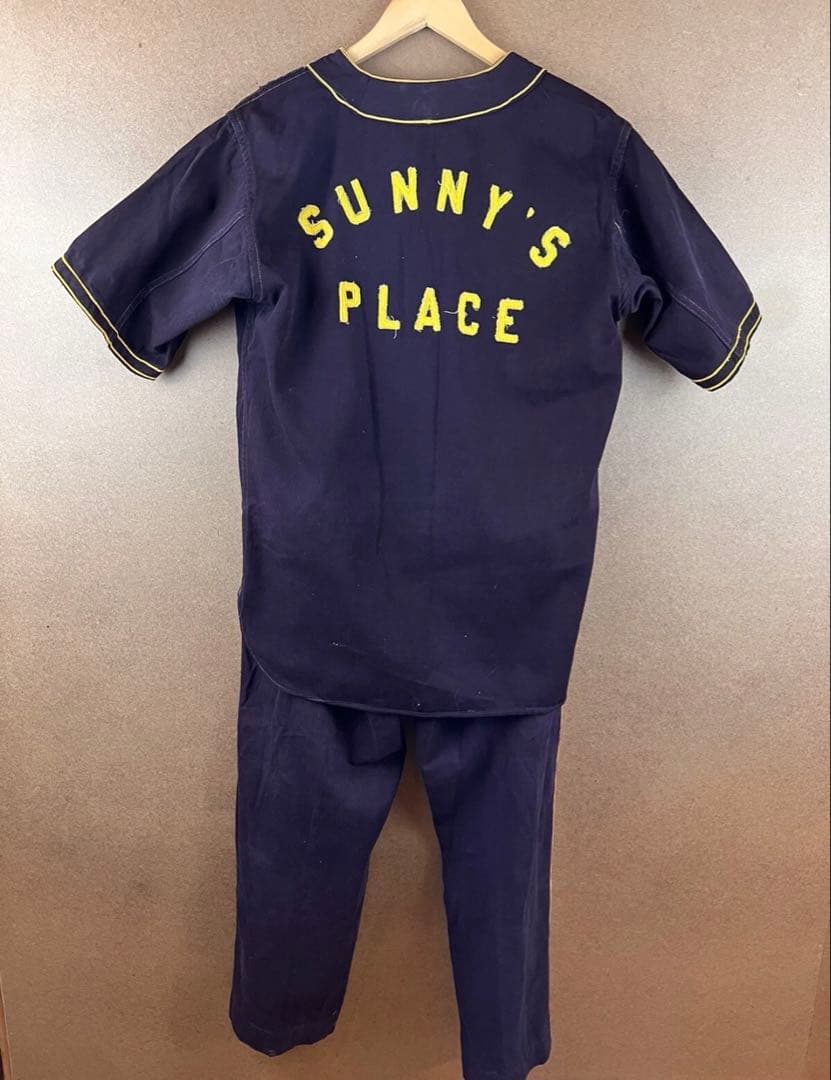 60's ヴィンテージ ベースボールシャツ&パンツ エンジ色　ボタンフライパンツ