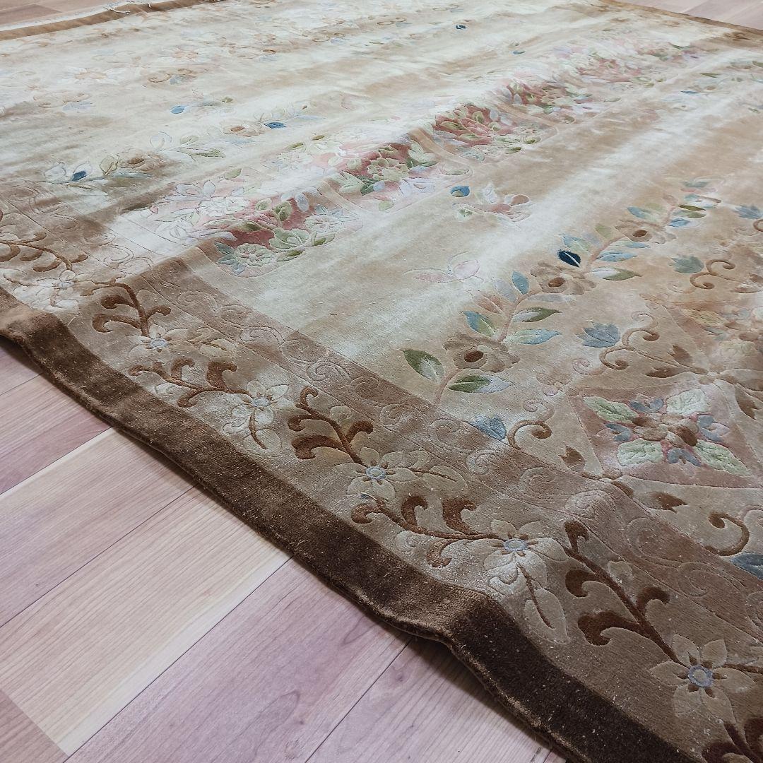 Y3281 中国段通 シルク100% 手織り スクエア 大判 262㎝