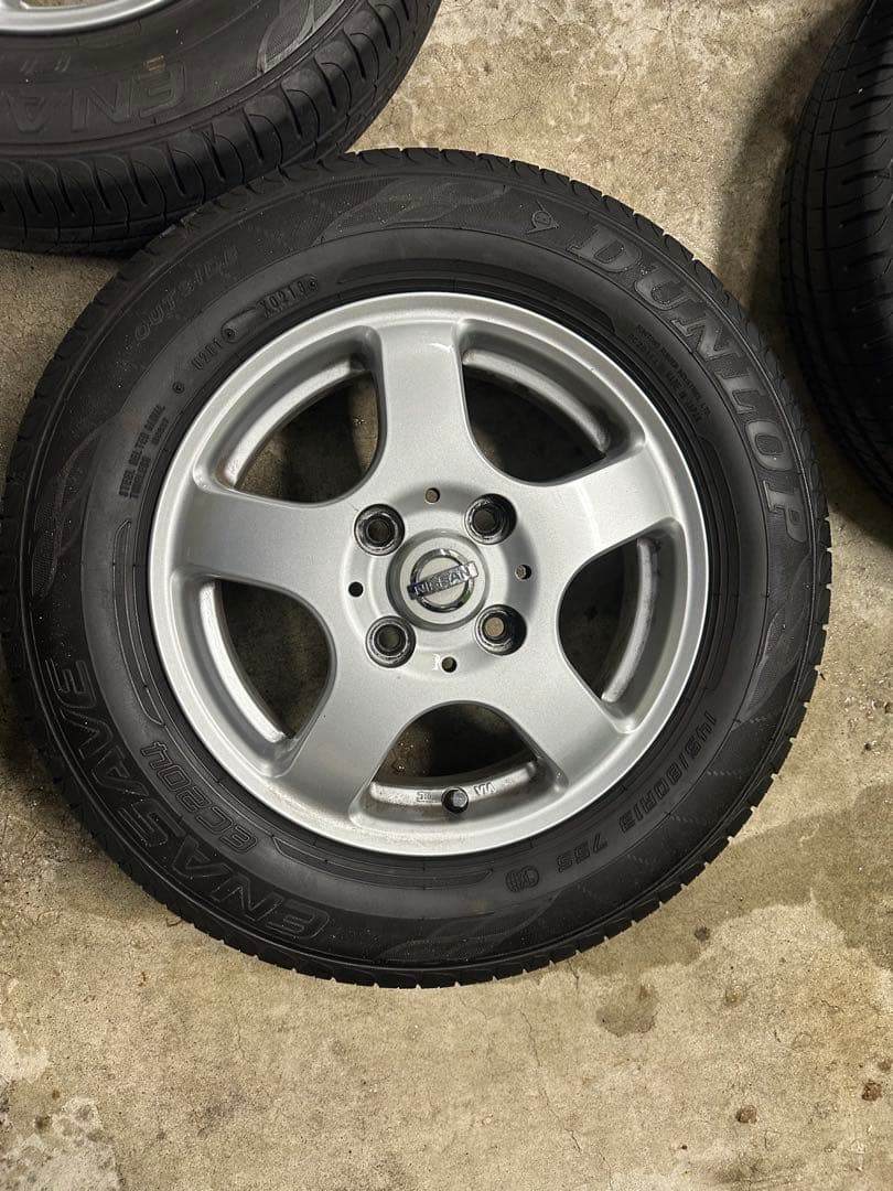 送料無料　145/80R13 日産モコから取外　純正アルミセット