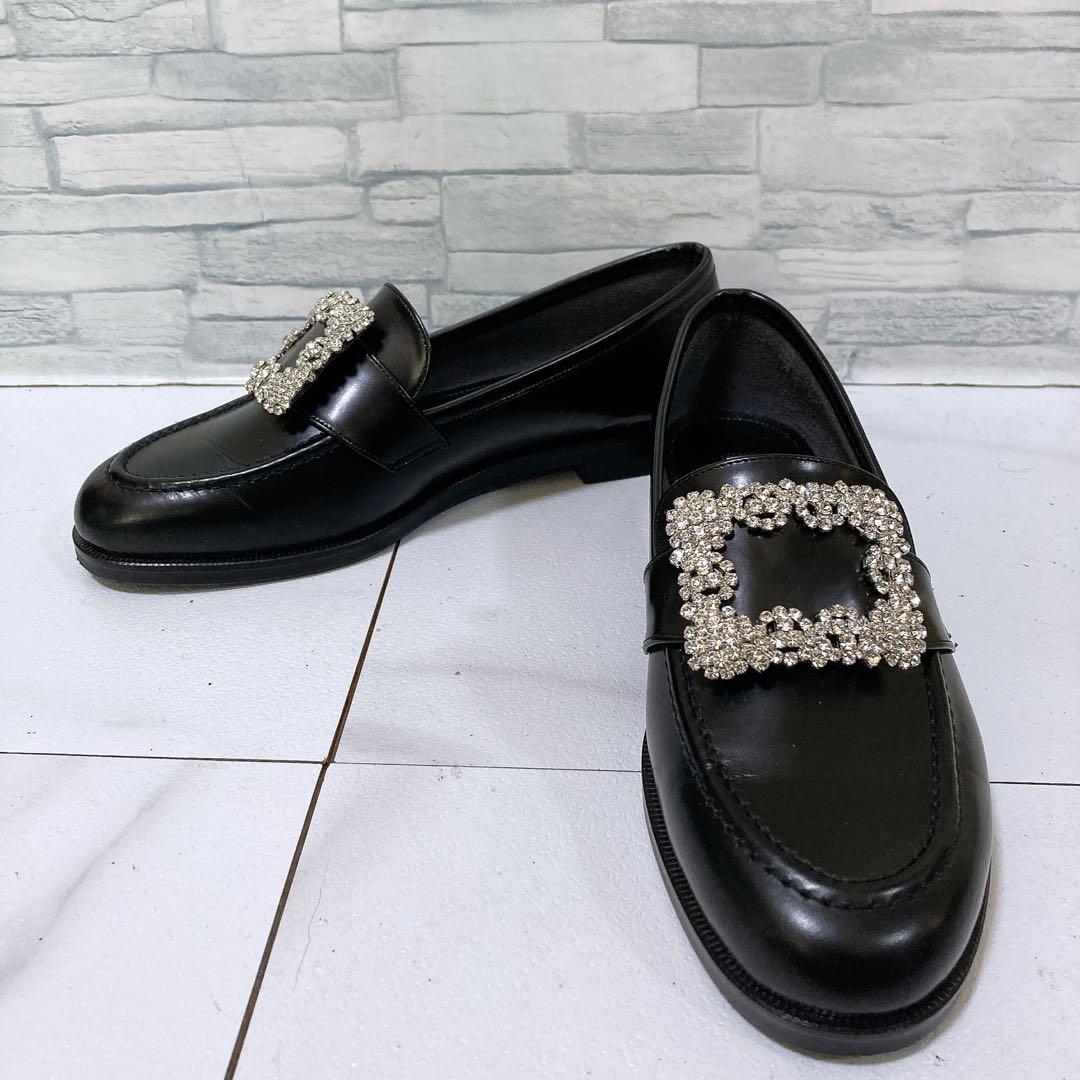 極美品 OHGA オオガ オーガ ビジューローファー 2way ブラック 24