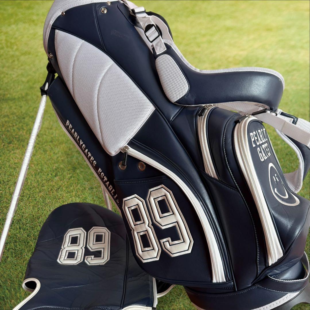 パーリーゲイツ　キャディバッグ　ネイビー　白　ショルダー式　スタンド式　軽量