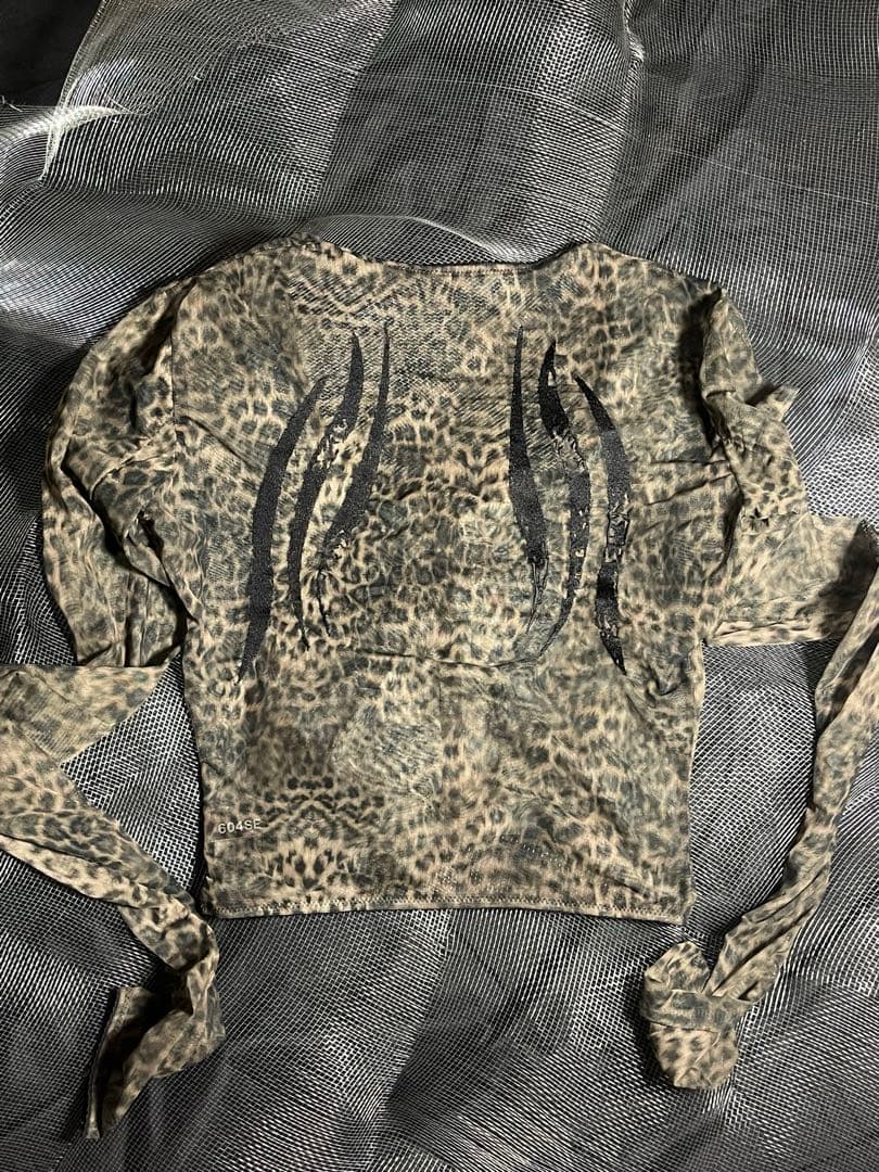 【604SERVICE】LEOPARD MESH CARDIGAN
