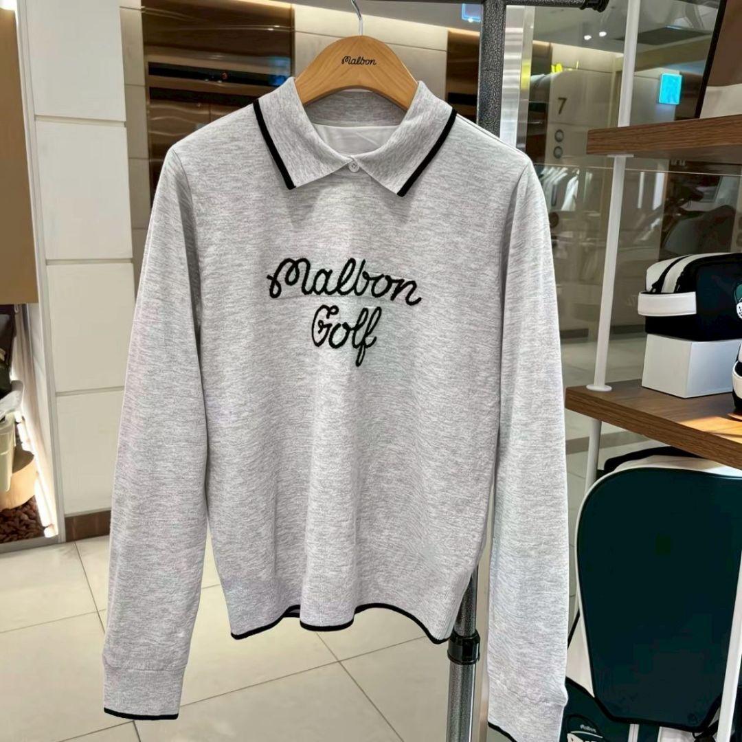 新品　マルボン　Malbon golf ゴルフ　裏地付トップス　グレー　Ｌ