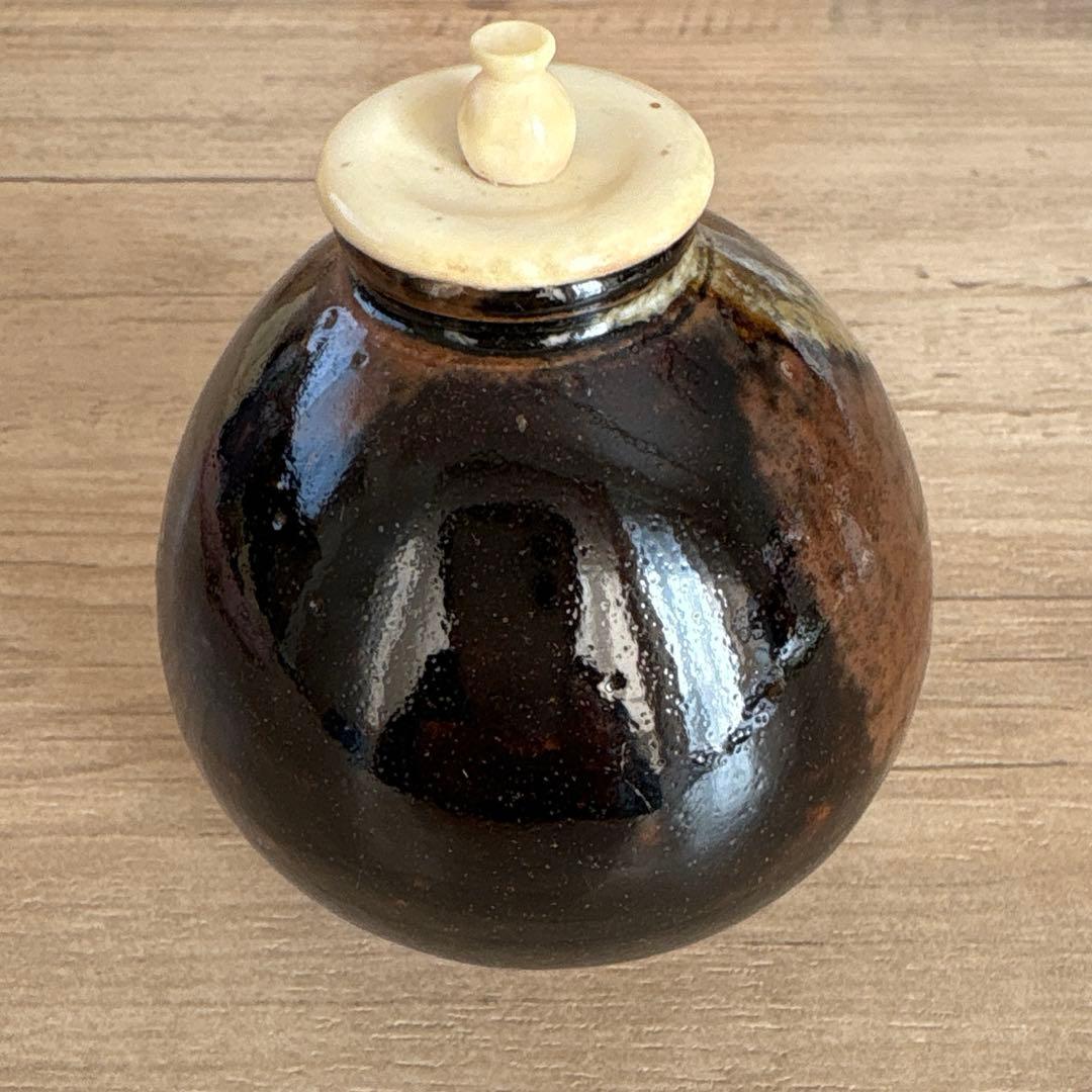 膳所焼　陽炎園　大梅茶入　茶道具