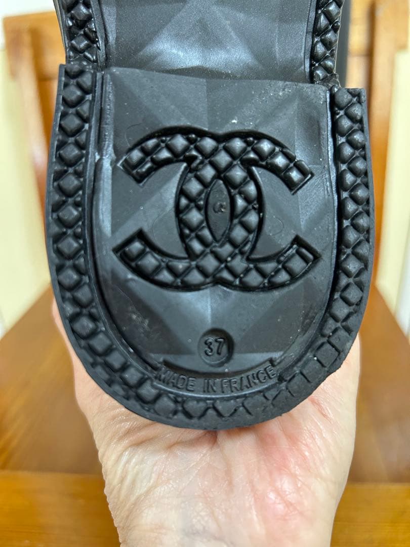 レインブーツ ブラック 白いココマークがアクセント　24cm　表記サイズ37