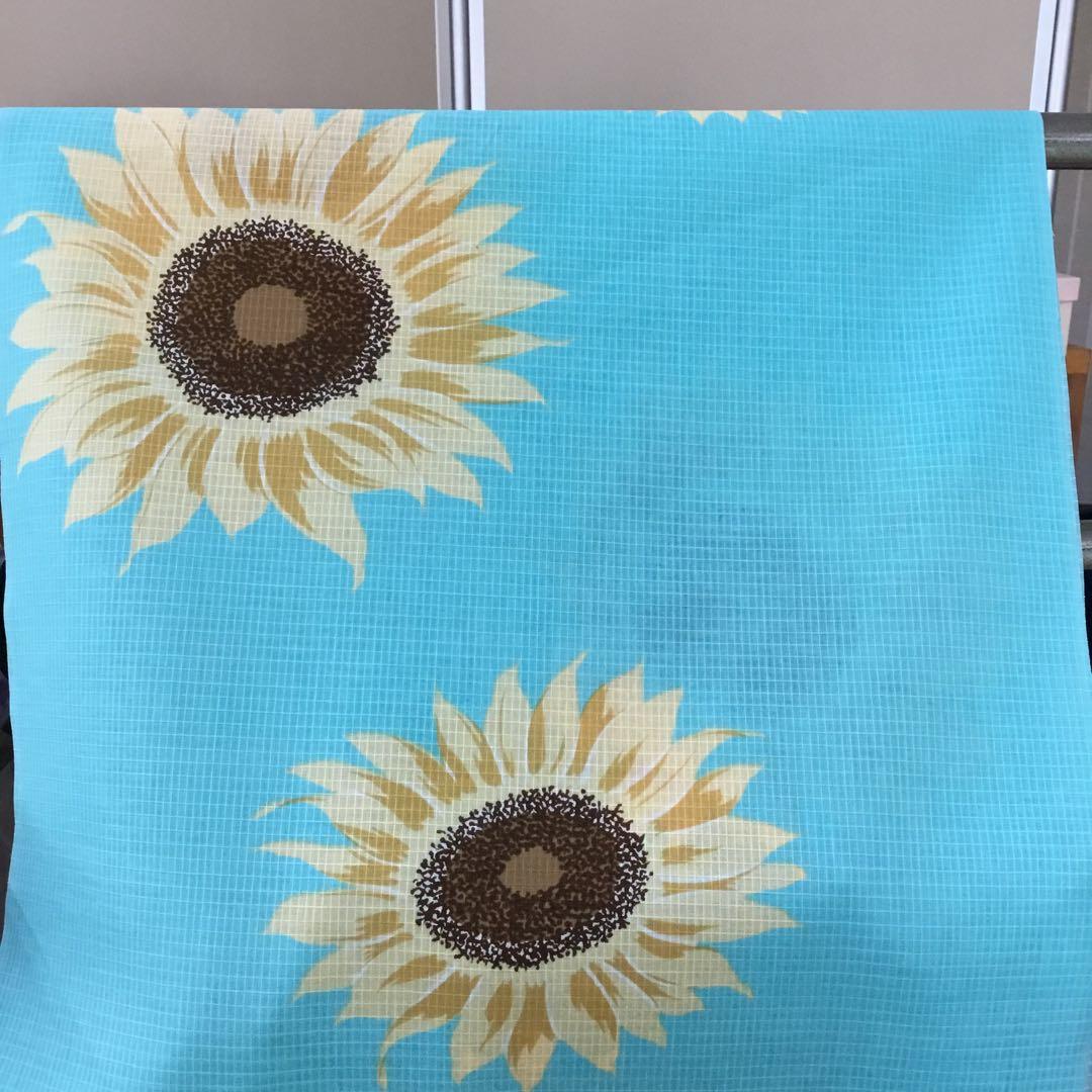 【新品】水色 ひまわり柄 浴衣反物