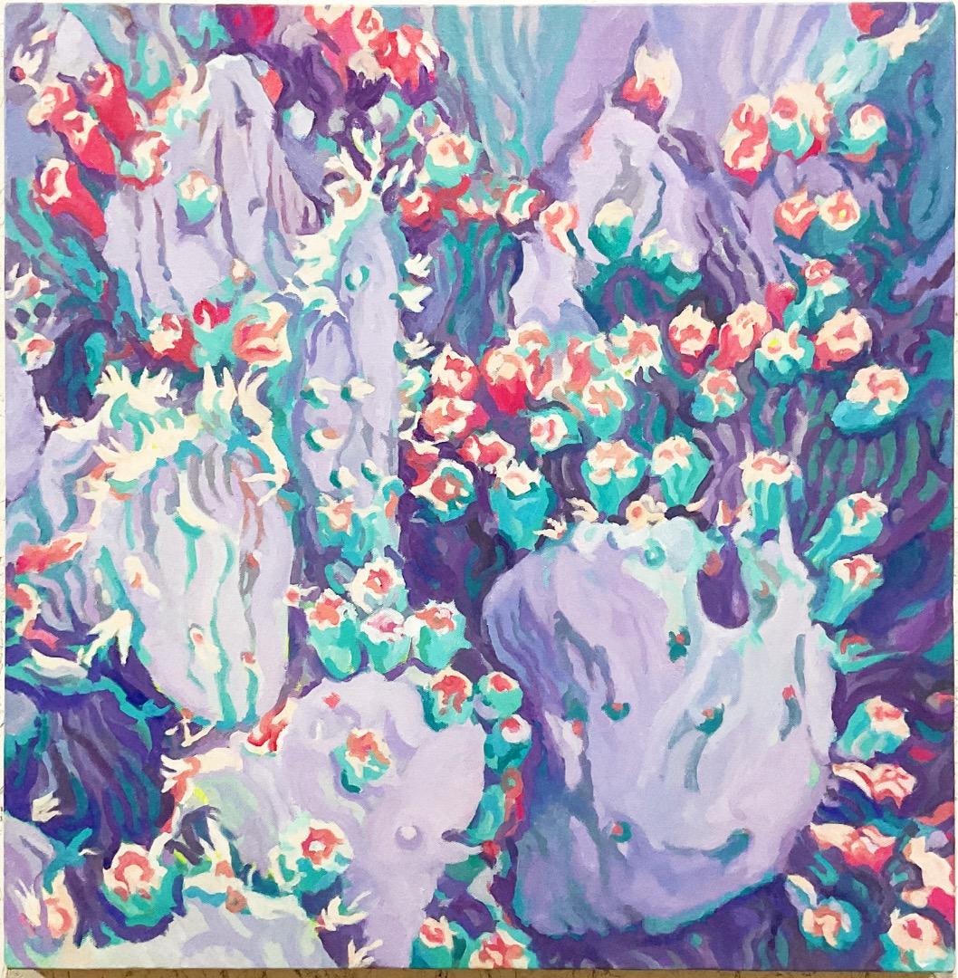 絵画 933 油絵/抽象画風/自然の造形/サボテン/さぼてん/S12号