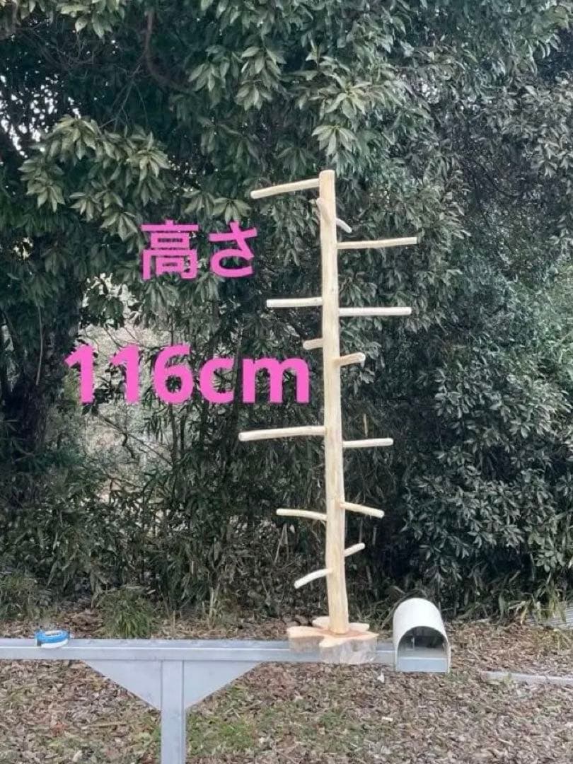 国産ヒノキ　鳥用止まり木　大型スタンド　約115.7センチ　小型中型インコ用