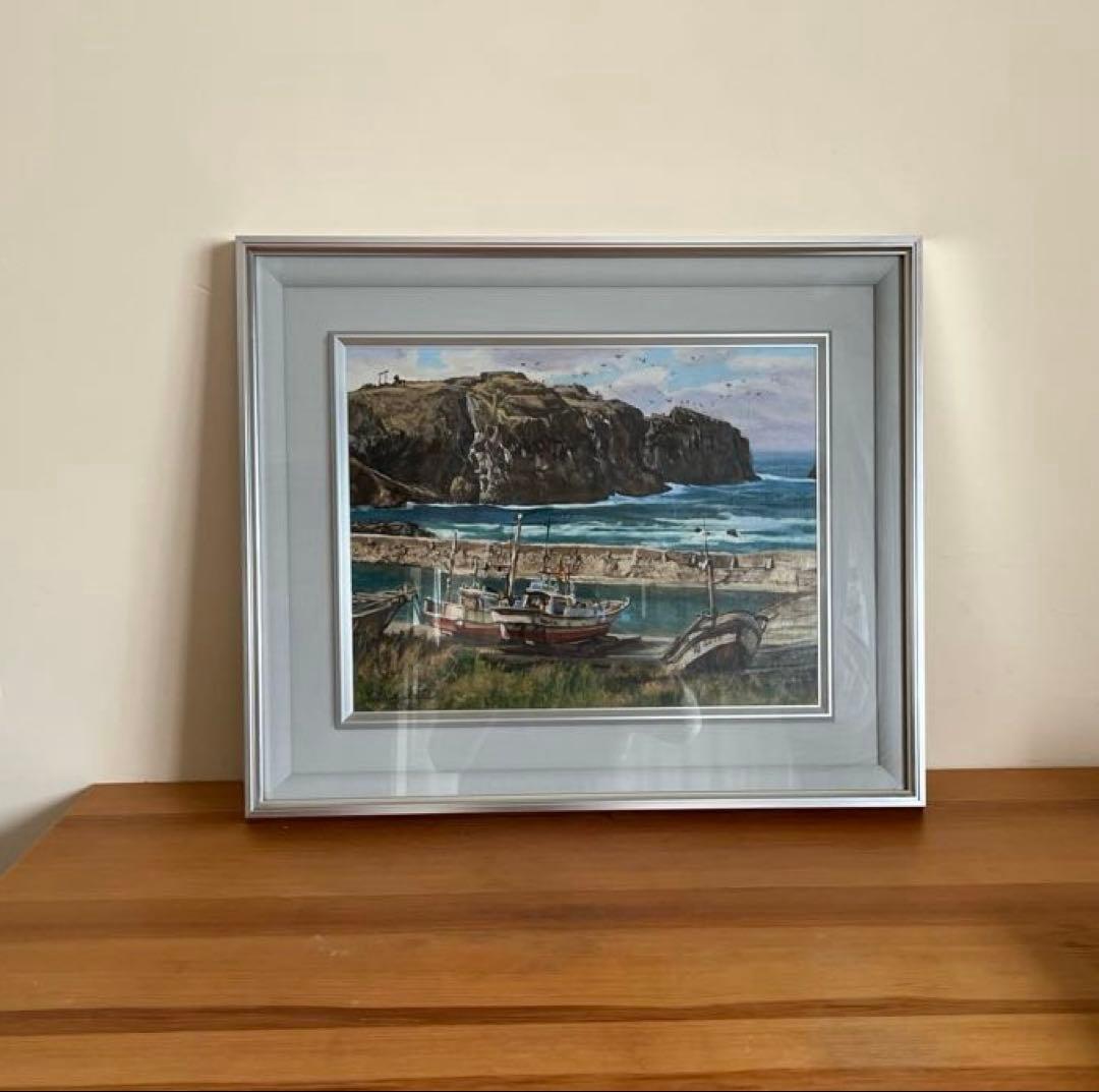 『経島』白潟 吉堯　油絵　肉筆　出雲大社　日御碕　日本海