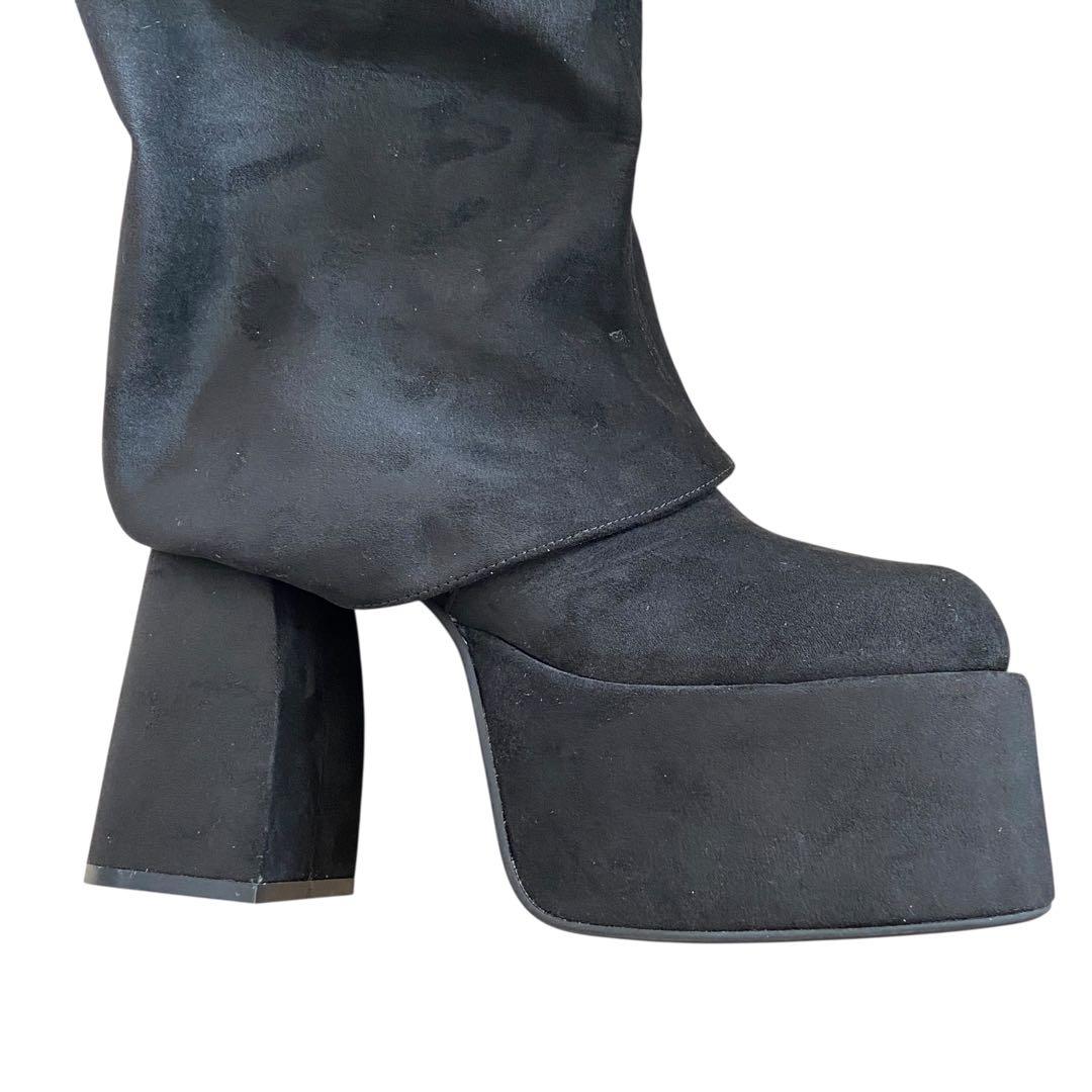 ✨極美品✨エモダ/ルーズフレアカバーフィットブーツ/ロングブーツ/ブラック/M