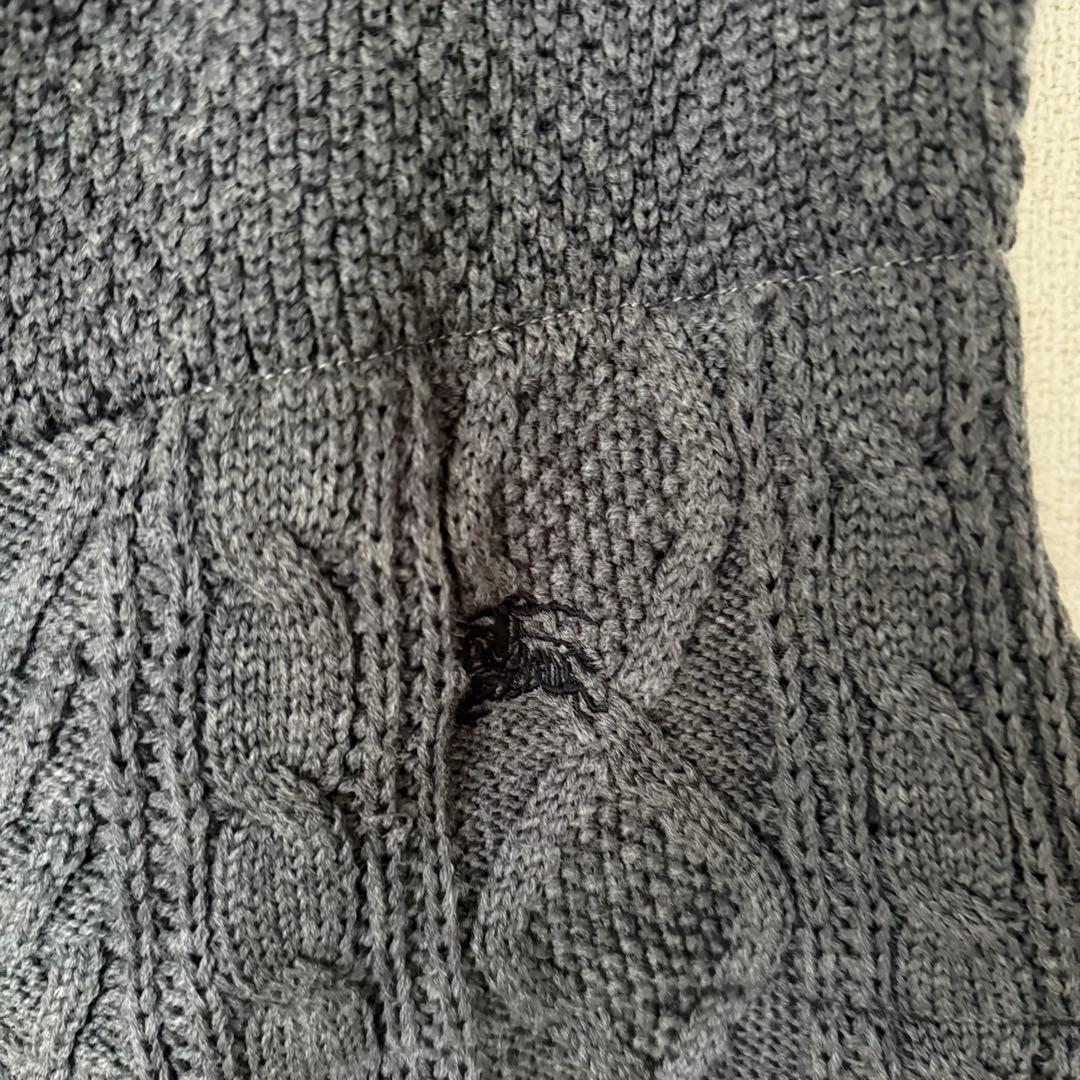 Burberry バーバリー　ブラックレーベル　ケーブルニット　ベスト　グレー