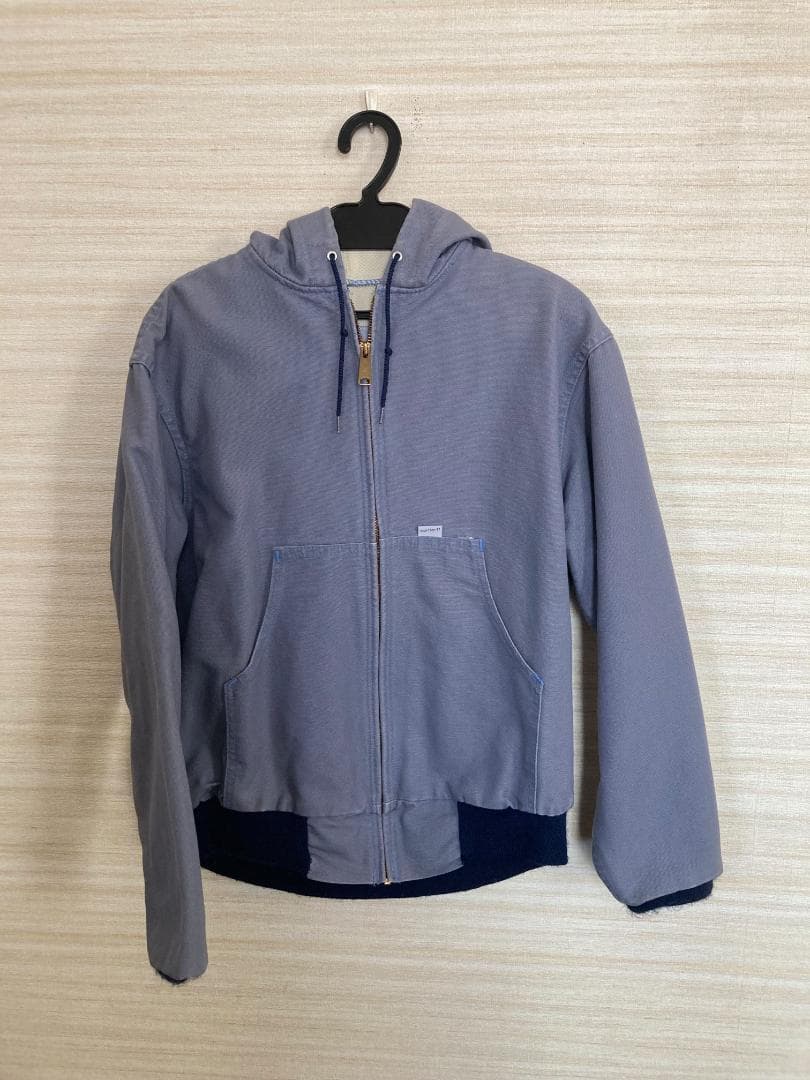 古着 carharttカーハート 90sダック地パーカー JR108 L 水色