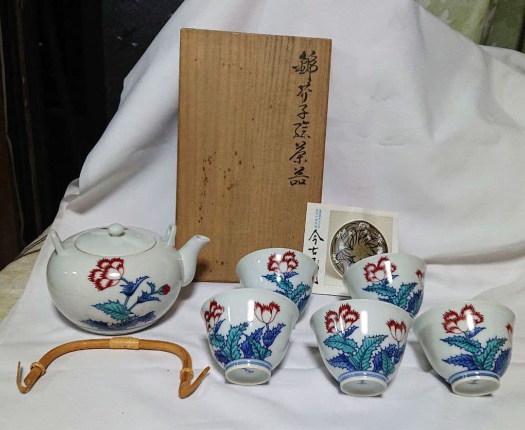 今右衛門茶器揃陶器の急須と湯呑みセットA396