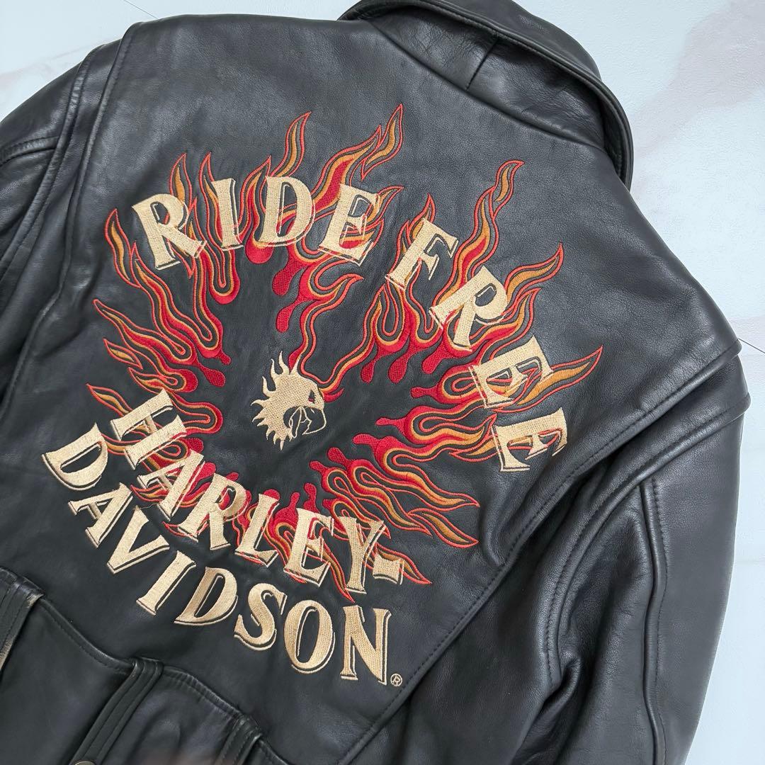 希少✨️Harley Davidsonレザー ライダース ジャケット 刺繍 M