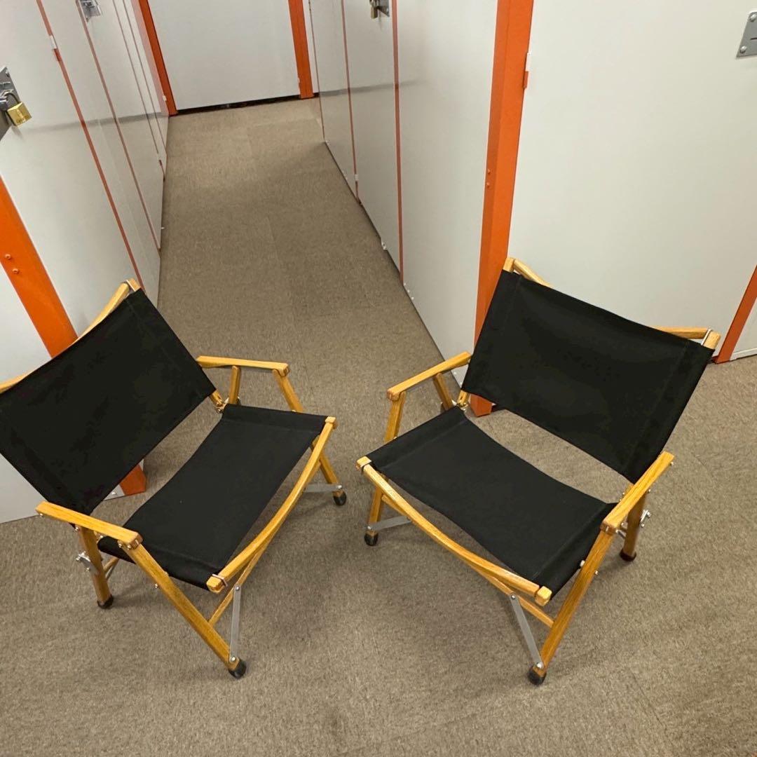 【カーミットチェア】2脚セット 木製折りたたみチェア ブラック