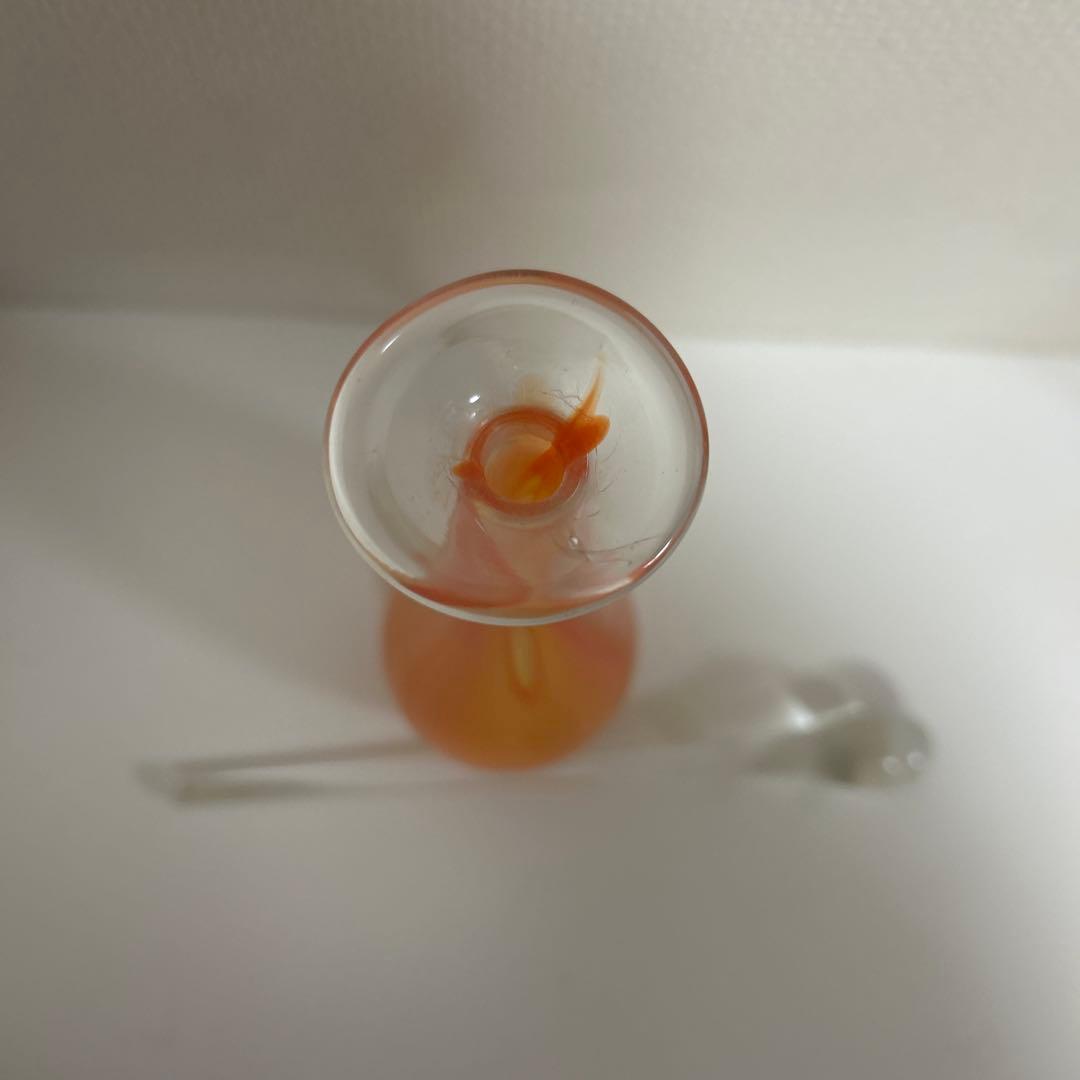 作家　ガラス作家　オレンジグラデーション 香水ボトル　吹きガラス