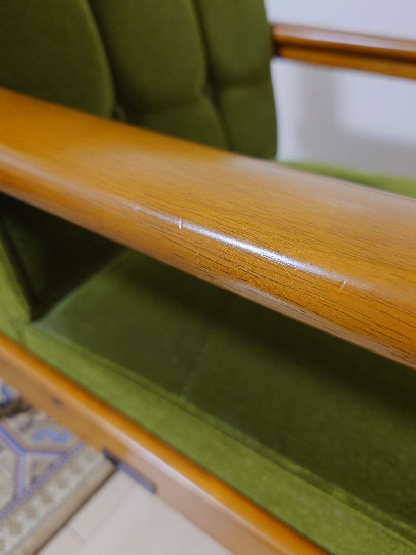 カリモク60 Kチェア1シーターモケットグリーン ①