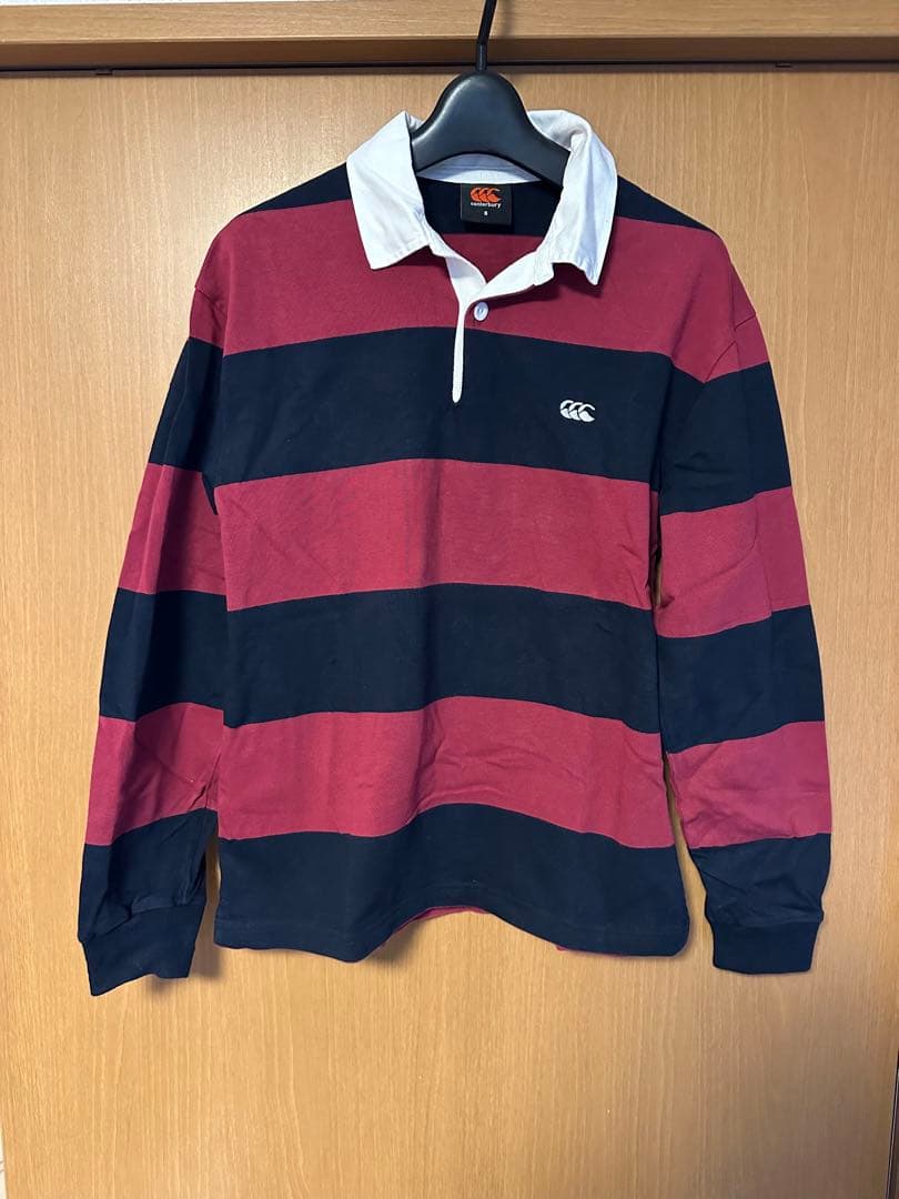 Canterbury 長袖ラガーシャツ S 赤/紺