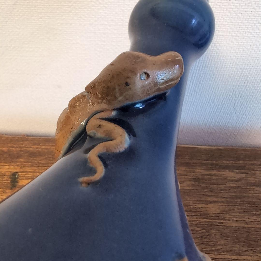 中国古玩　蕪型瓶　瑠璃釉蜥蜴装飾　古美術　骨董　　アンティーク