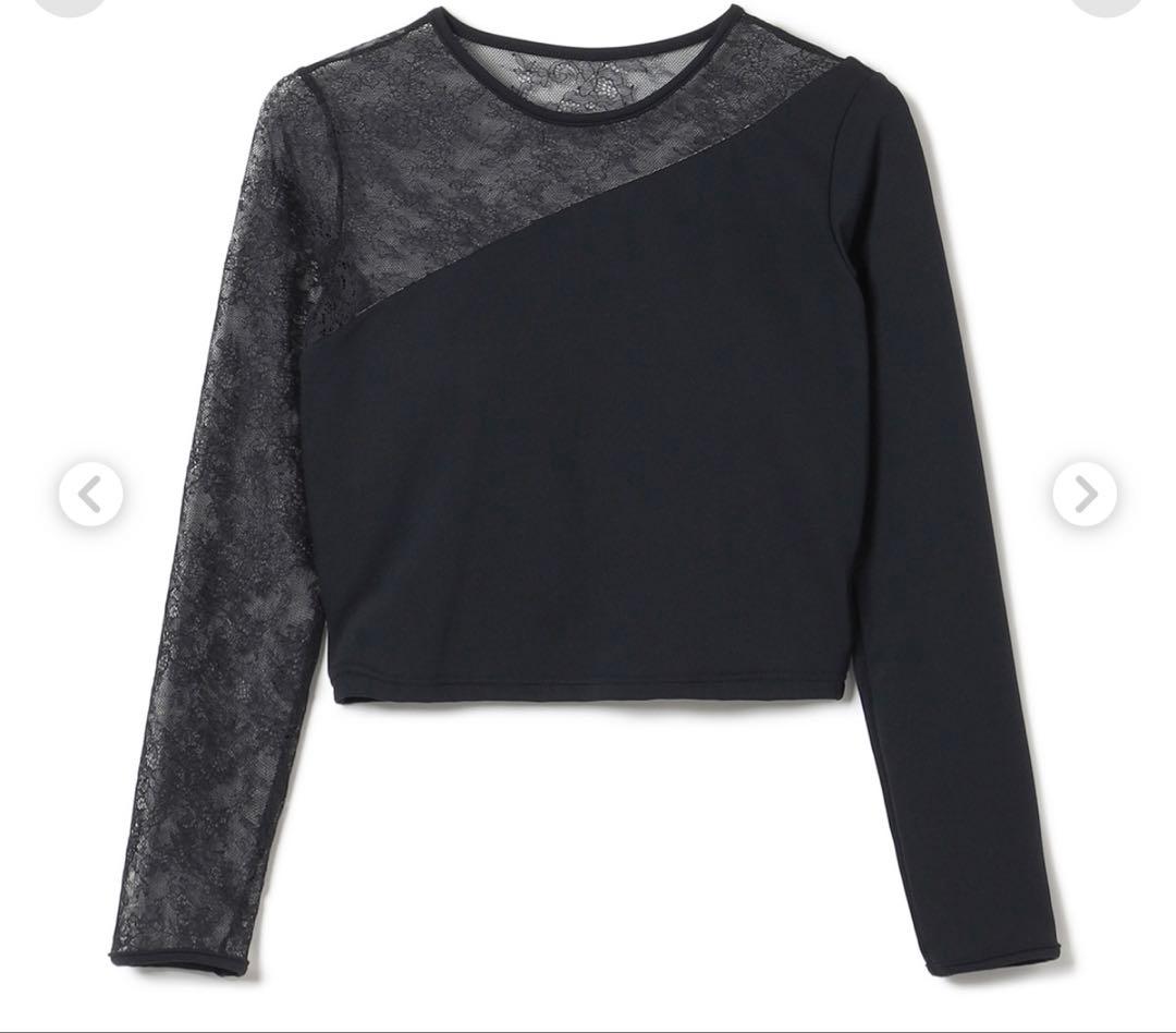 黒　チャコット　新品　レースコンビ　トップス　L バレエ　ヨガ