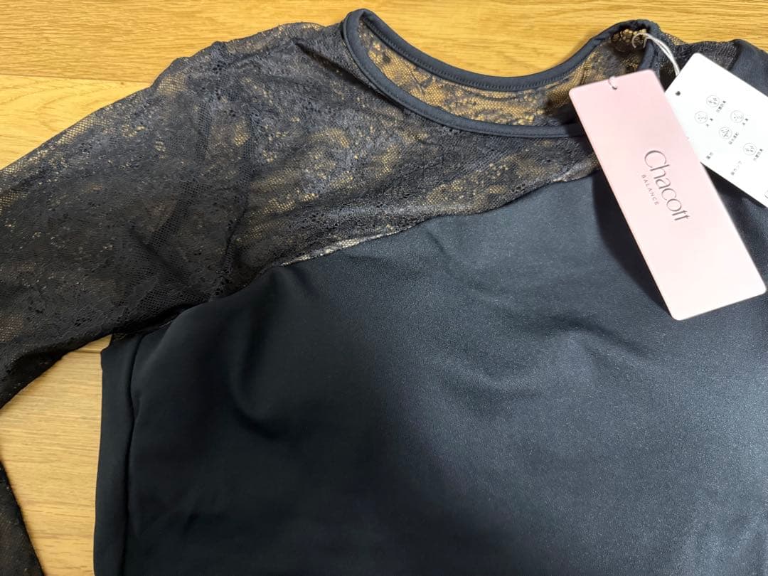 黒　チャコット　新品　レースコンビ　トップス　L バレエ　ヨガ