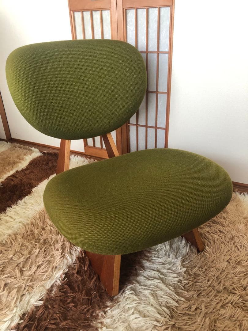 天童木工　低座イス　グリーン系