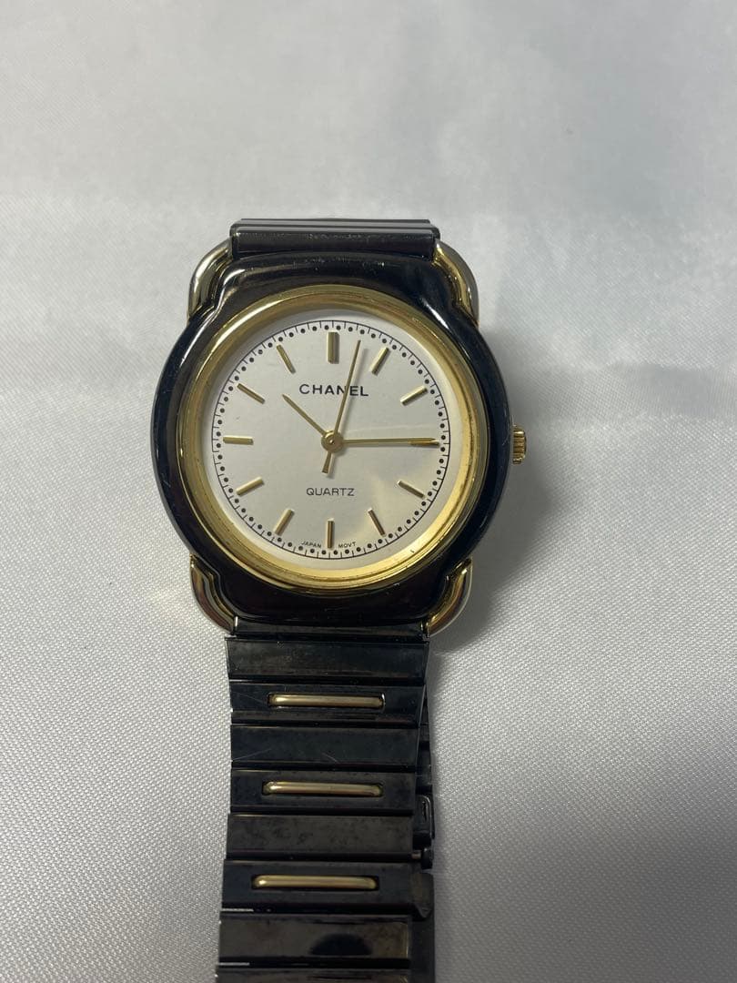 CHANEL クォーツ腕時計 ゴールド/ブラック ノベルティvintage香港製