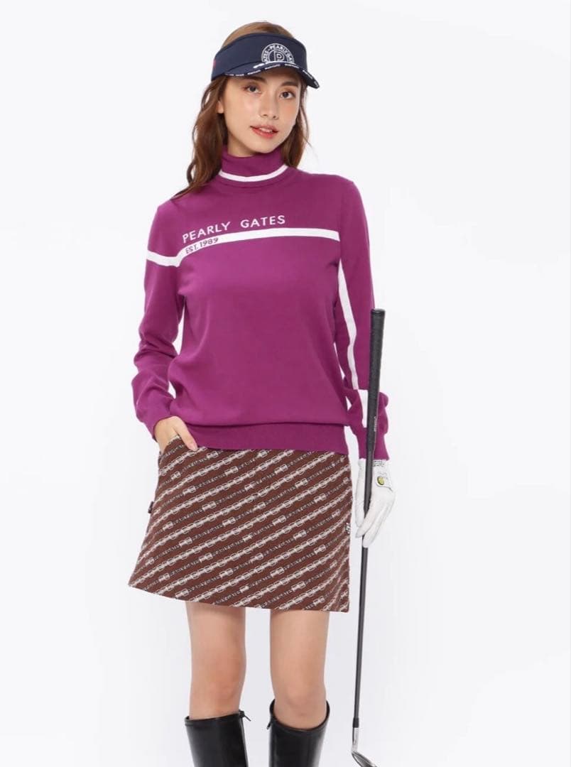 値下げ　新品タグ付き　 パーリーゲイツ ソフトタッチハイネックニット　サイズ2