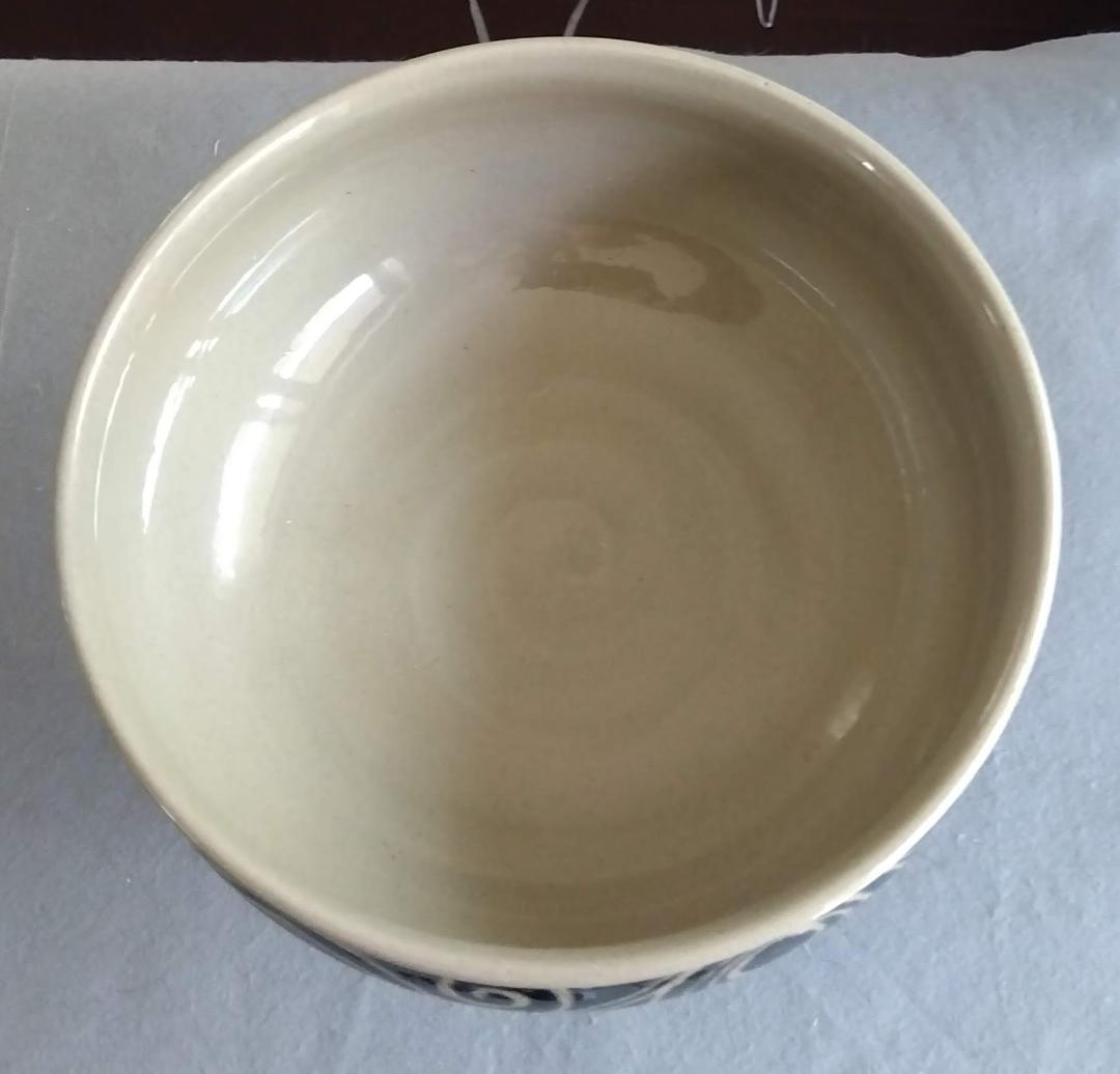 越前焼　あかね陶房　山路茜　藍化粧のポップモダニズムな斬新デザイン巨大コンポート