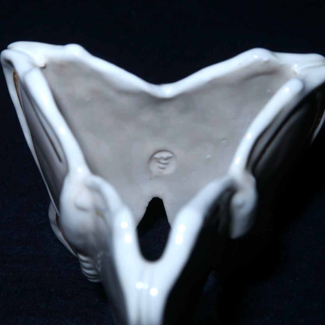 【茶道具】膳所陽炎園製　交趾写蝶蓋置