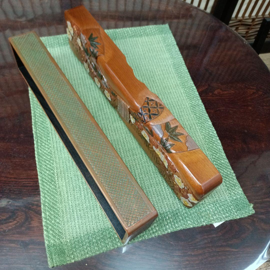 日光彫り短冊箱　束ね熨斗(小花)　値下げ