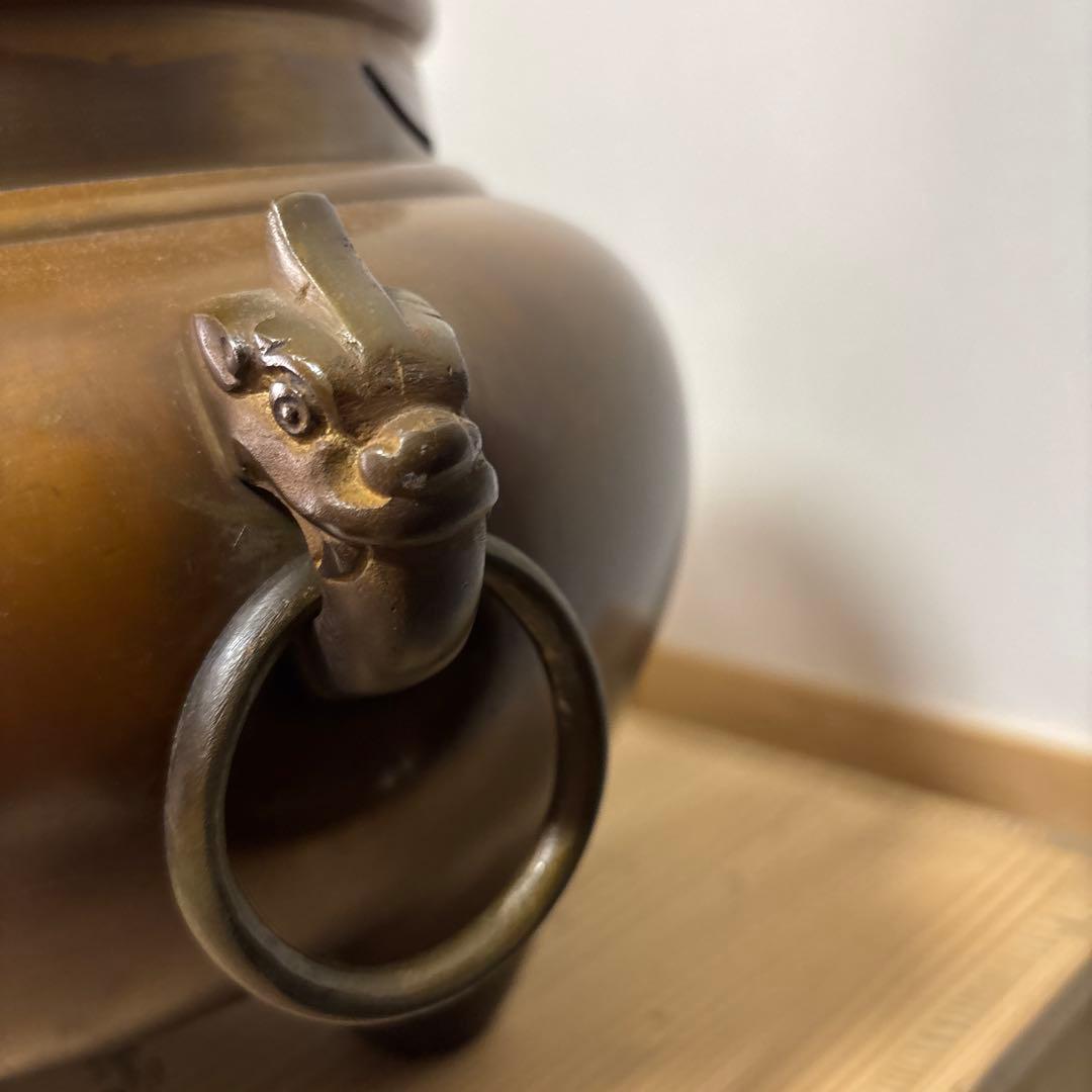 茶道具 釜 茶釜 唐銅 鬼面風炉 丸釜