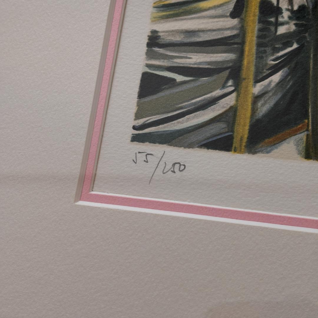 ミッシェル・アンリ『カンヌのハーバー』直筆サイン・リトグラフ／額装輸送箱付き