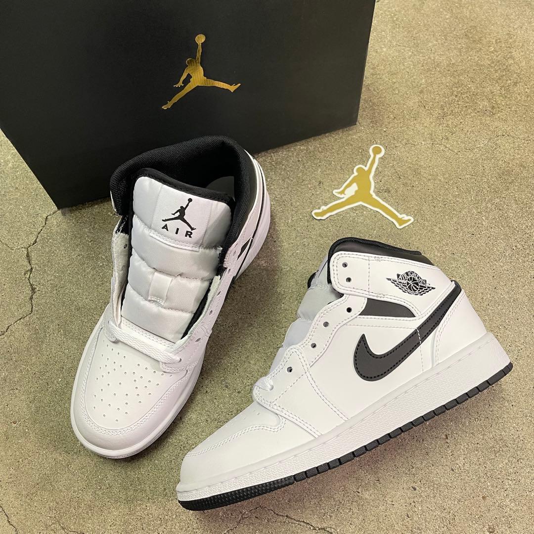 Nike GS Air Jordan 1 Mid White/Black 25㎝
