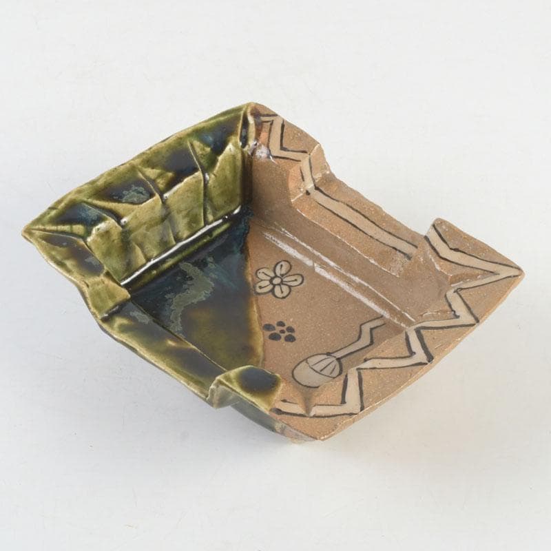 北大路魯山人作　織部焼　角向付　共箱　M　9721