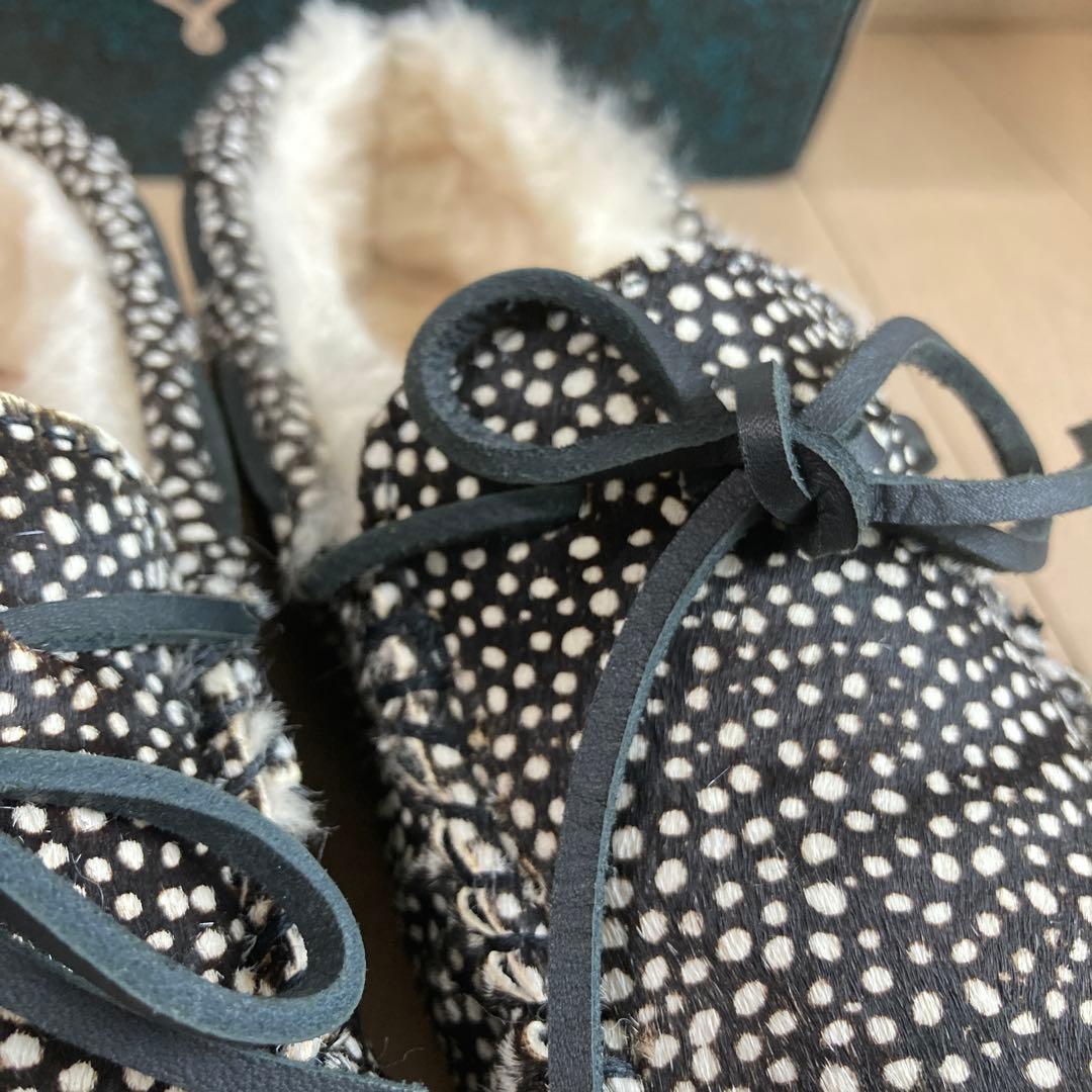 【美品】エミュー emu Amity モカシン シューズ ハラコ ムートン 総柄