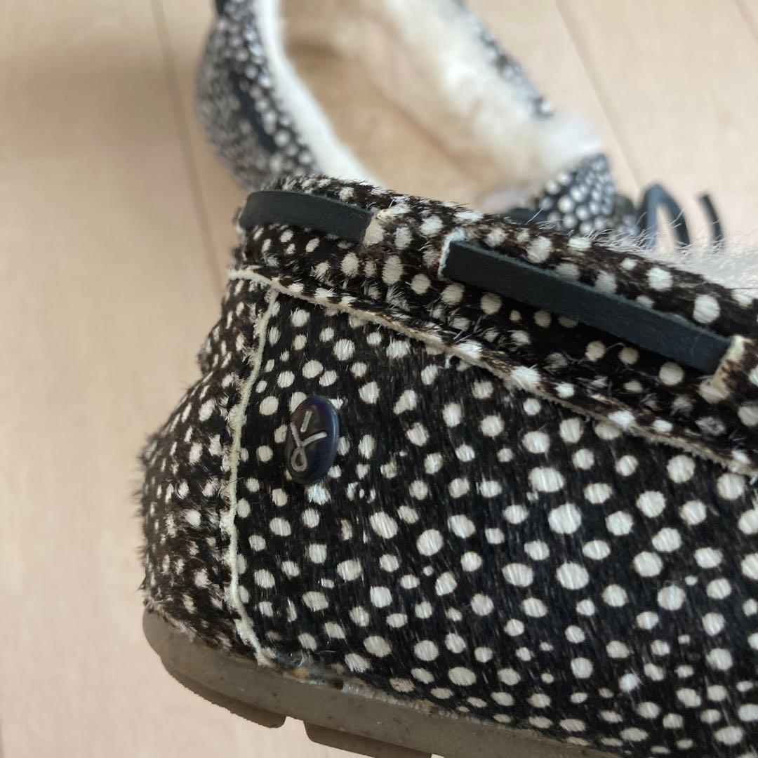 【美品】エミュー emu Amity モカシン シューズ ハラコ ムートン 総柄