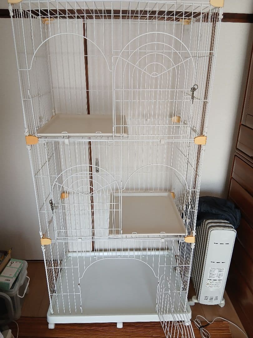 アイリスオーヤマ キャットケージ 3段 猫ゲージ ホワイト 多段
