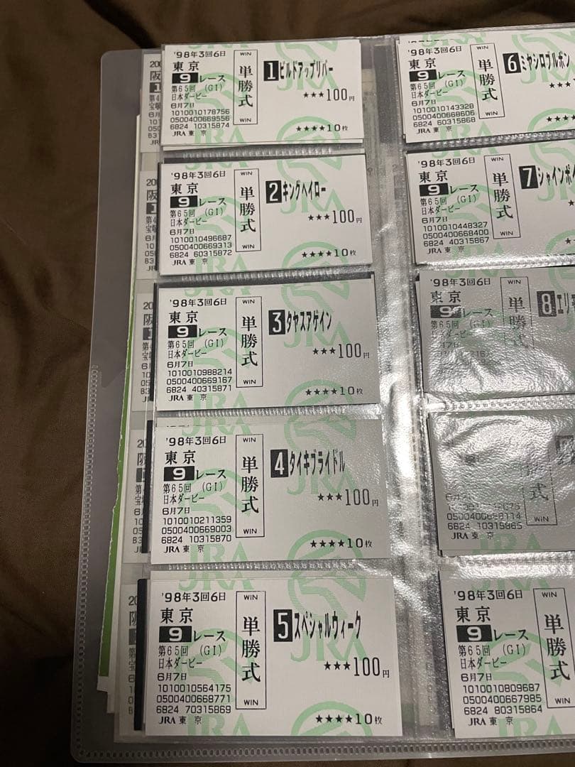 ゔ*す様 98年　日本ダービー　現地馬券18頭