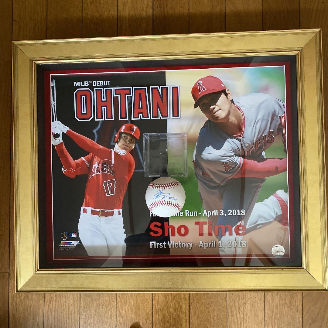 大谷翔平2018年MLBデビュー額縁付き直筆サインボール