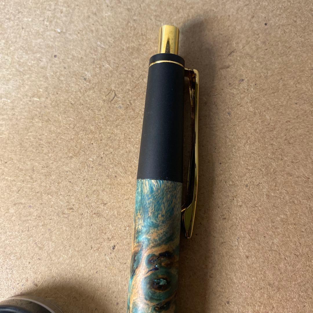 野原工芸似シャーペンBLUEスタビライズドウッド・ポプラ瘤杢 木軸ペン