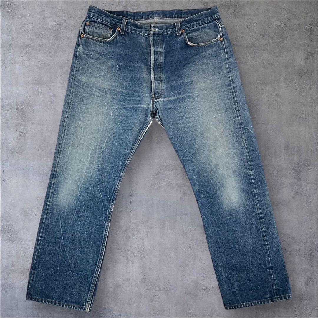 80s USA製 Levi’s 501 脇割 W40 要リペア ナイロンフット