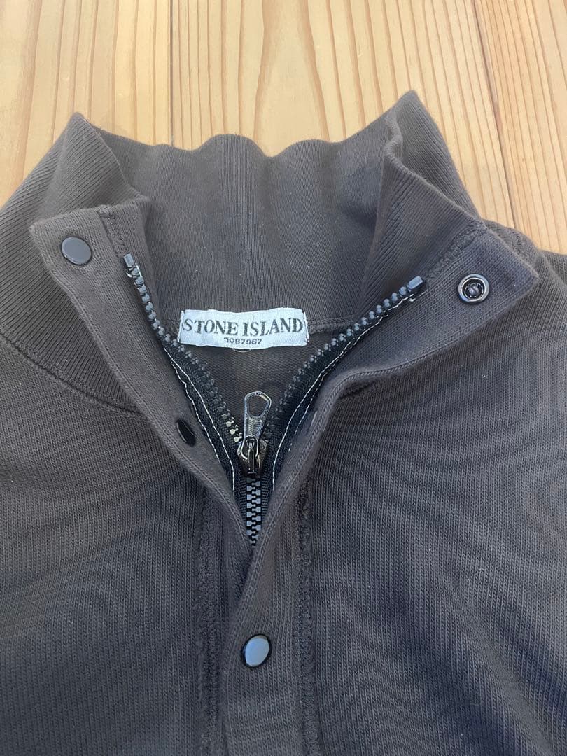 STONE  ダークブラウン ニット クォータージップ XL