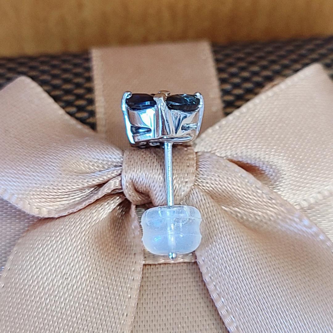 視線を奪う！計1.1ct 天然サファイア リーフ プラチナ 片耳 ピアス 鑑別