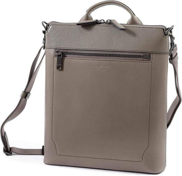 フジタカ 定価39600円 2WAY 縦型 レザーショルダーバッグ 牛革 B5