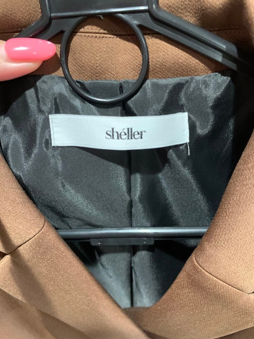 shëller シェリエブラウン ダブルブレスト ミニワンピース