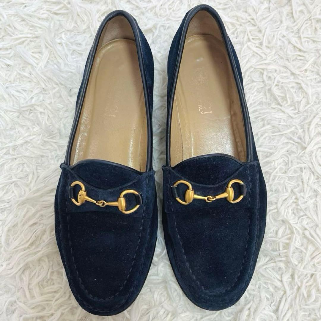 美品✨GUCCI ホースビット　ローファー　24.5 ネイビー　スエード　箱あり