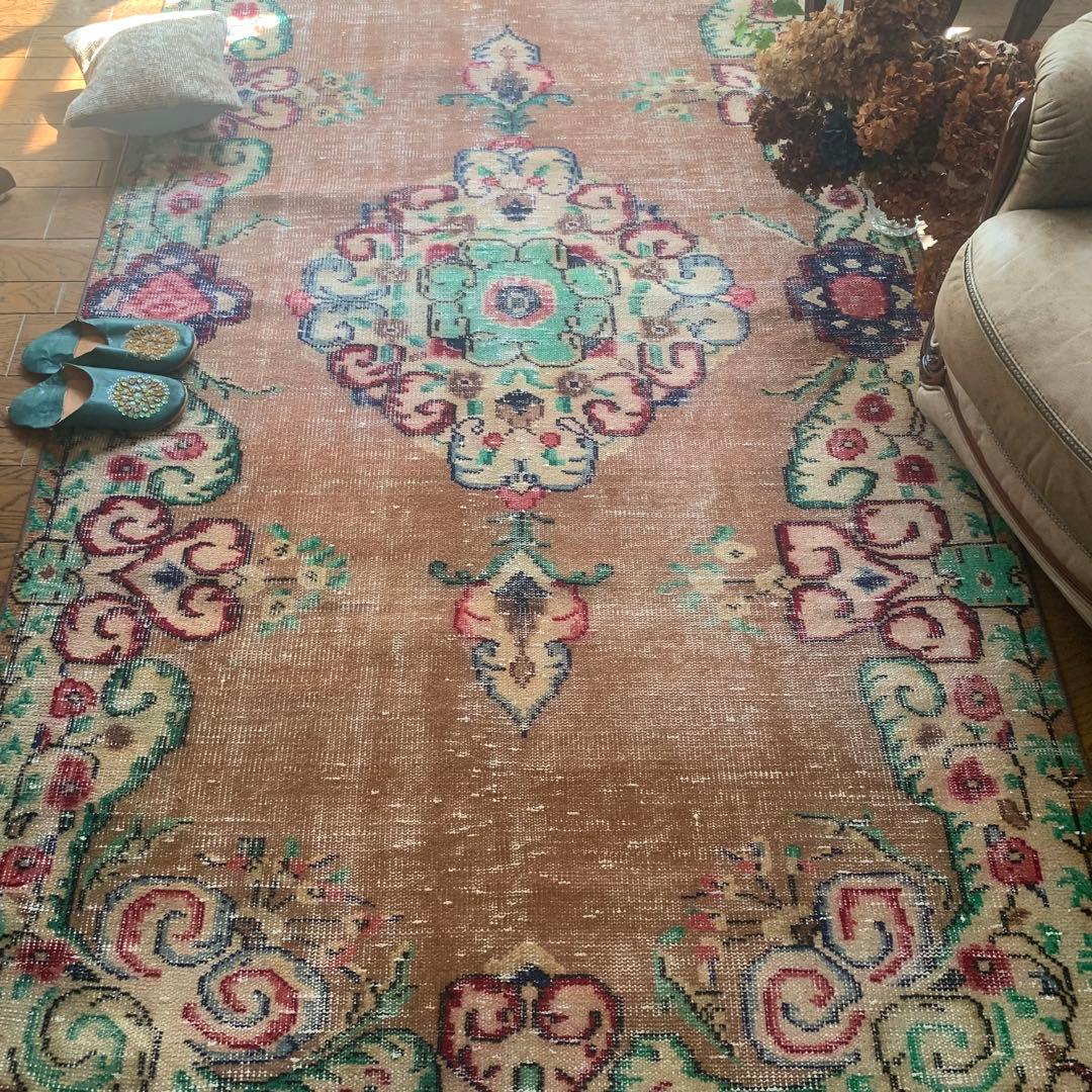 nyao様 超大判　271×140 超レア　トルコヴィンテージラグ　テラコッタ