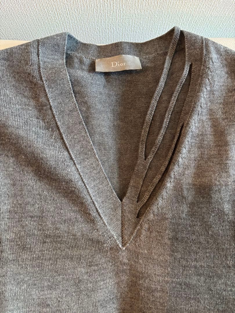 浪*家様 ディオールオム エディスリマン 2004AW Vネックニット グレー